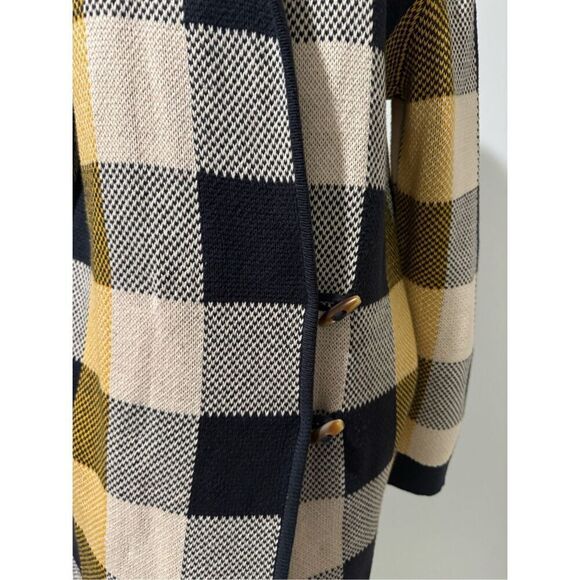 Cabi plaid hooded cardigan sweater large toggle button front M - Picture 3 of 9